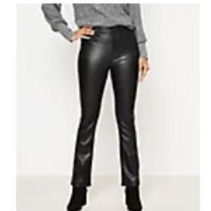 Loft PETITE FAUX LEATHER FLARE CROP JEANS NWT